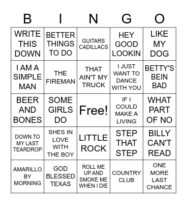 GEORGE STRAIT RADIO Bingo Card