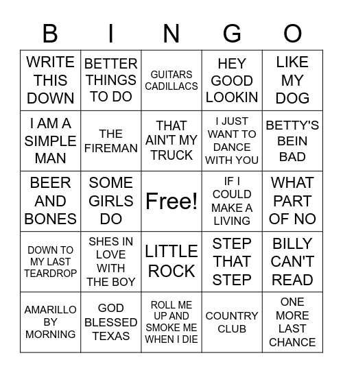 GEORGE STRAIT RADIO Bingo Card