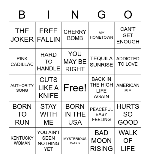 SPRINGSTEEN RADIO Bingo Card