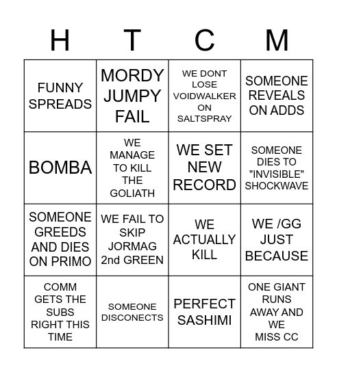 HTCM BINGO! Bingo Card