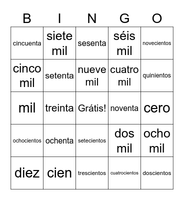 NÚMEROS 1-10000 Bingo Card
