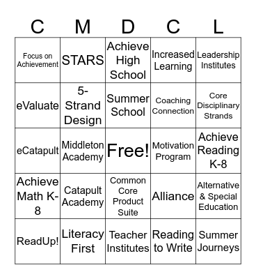 Cleveland Metropolitan Schools/Catapult Learning Bingo Card