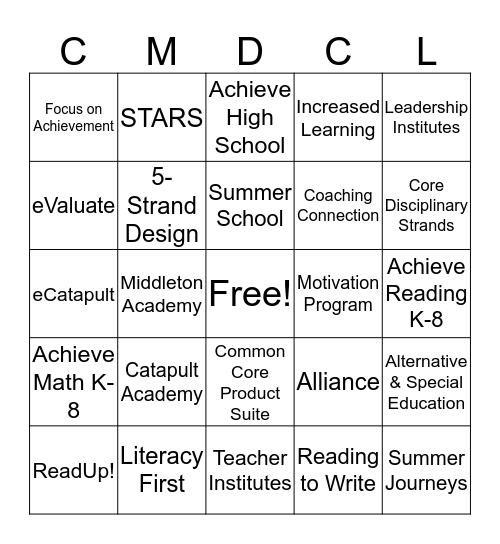 Cleveland Metropolitan Schools/Catapult Learning Bingo Card