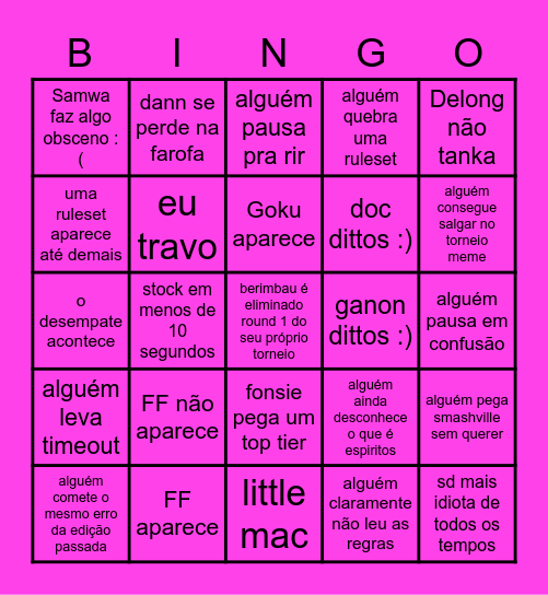 Masmorra bingo #2 Bingo Card