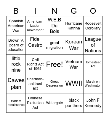 Untitled Bingo Card