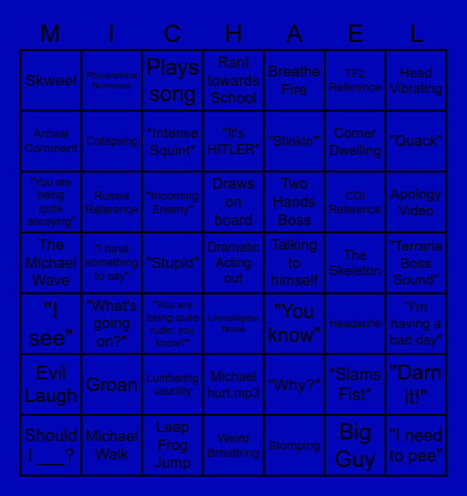 Michael Bingo Card