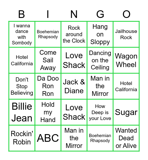 Name That Tune Bingo Mix Bingo Card