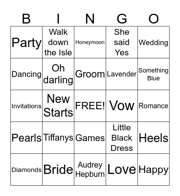 Chris and Amys Bridal Shower  Bingo Card