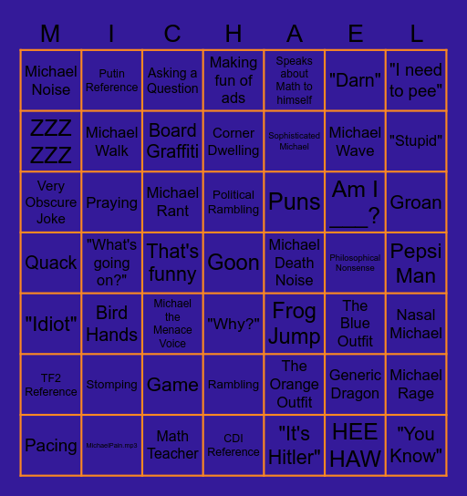 Michael Bingo Card