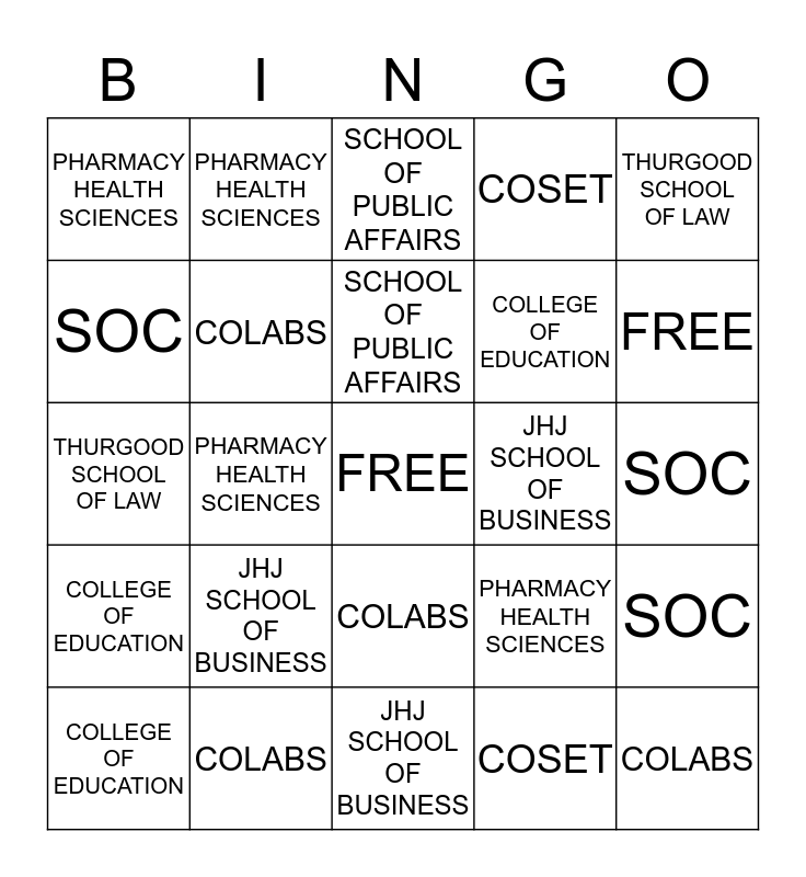 TSU COMPUTER LABS Bingo Card