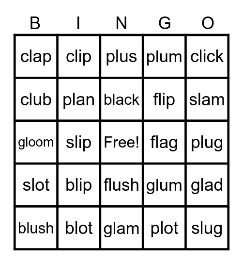 L Blends Bingo Card