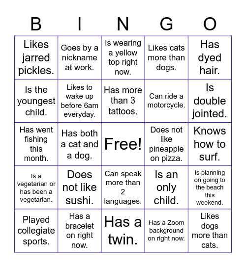 Someone in my group... Bingo Card