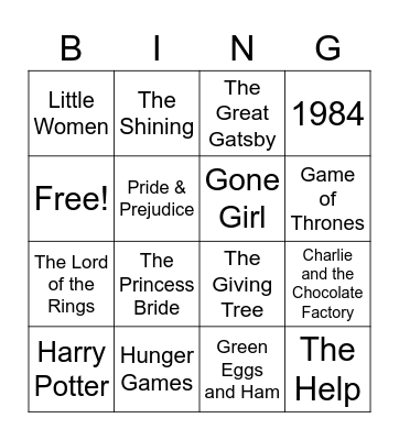 2RM Book Bingo Card #1 Bingo Card