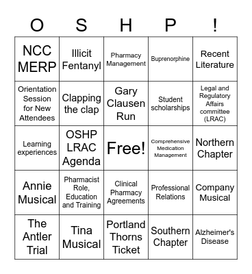 OSHP Annual Seminar 2023 Bingo Card