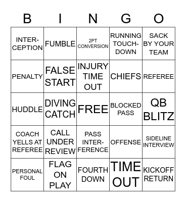 FOOTBALL BINGO Card