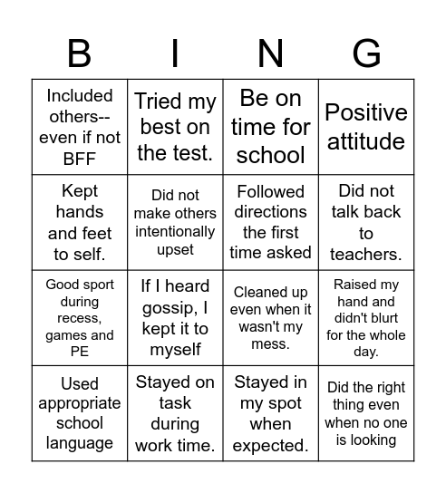 BE A KIND HUMAN Bingo Card