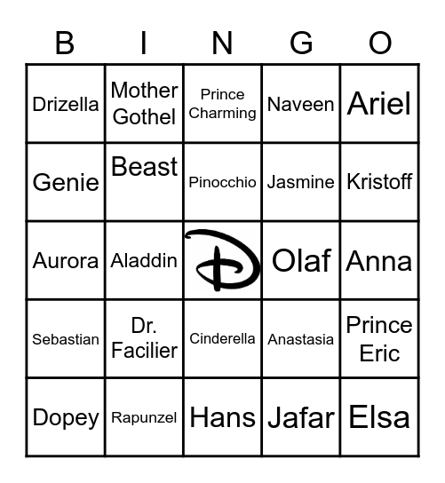 Fairy Tale Bingo: Disney Edition Bingo Card