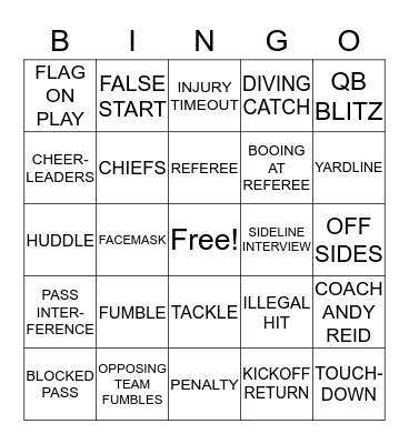 FOOTBALL BINGO Card