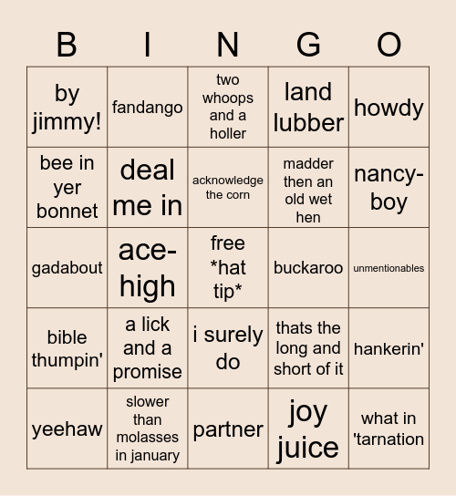 im a cOWboy babyy Bingo Card