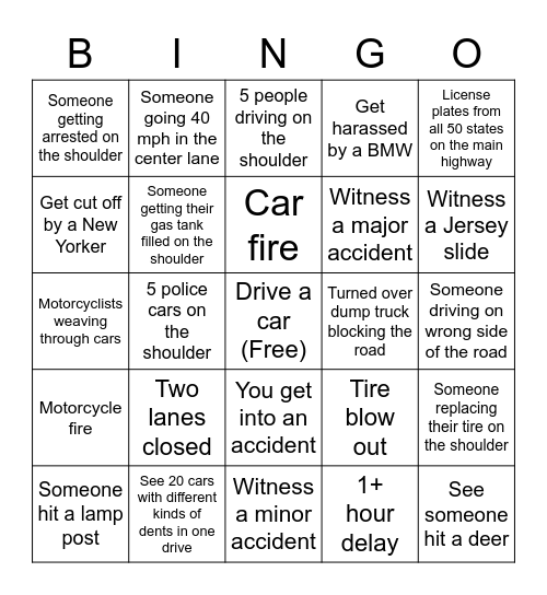 Commuter BINGO Card