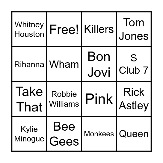 Music Bingo Card