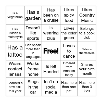 Icebreaker Bingo Card