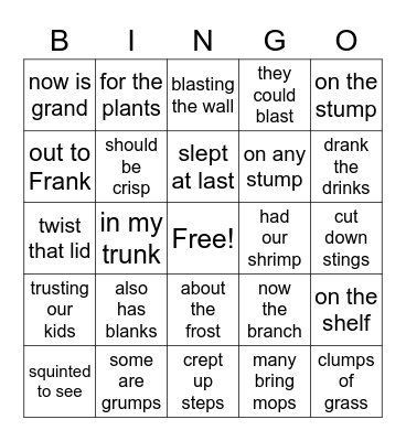 Unit 10 Phrases Bingo Card