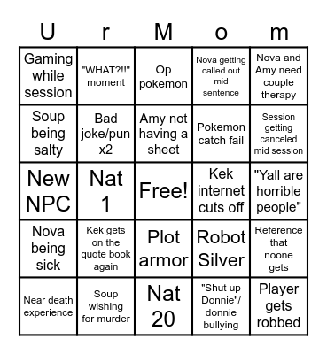 Session Bingo Card