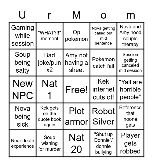 Session Bingo Card