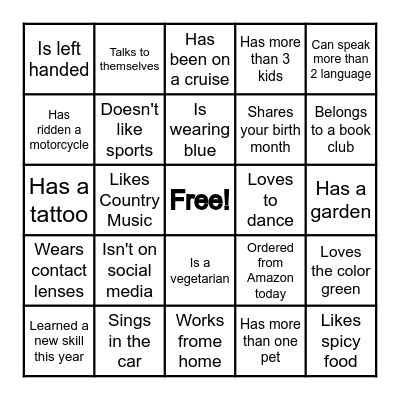 Icebreaker Bingo Card