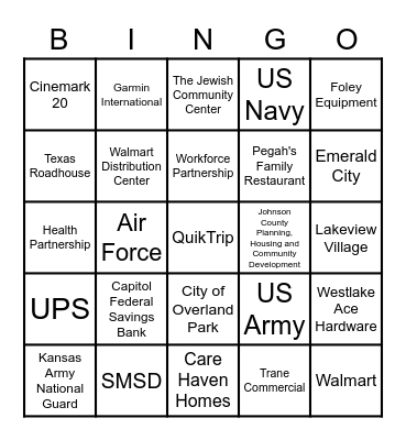 SMWHS Job Fair 2023 Bingo Card