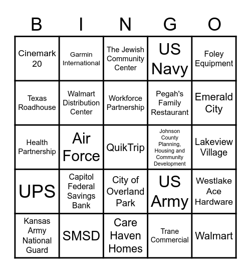 SMWHS Job Fair 2023 Bingo Card