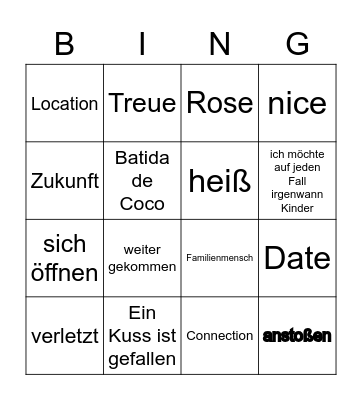 Bachelor Bingo Card