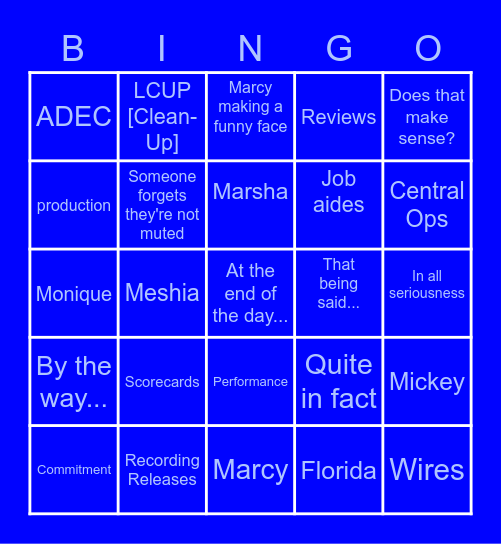 Boss Bingo Card