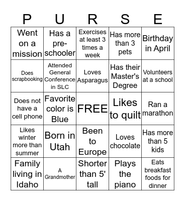 Someone Who . . .  Bingo Card