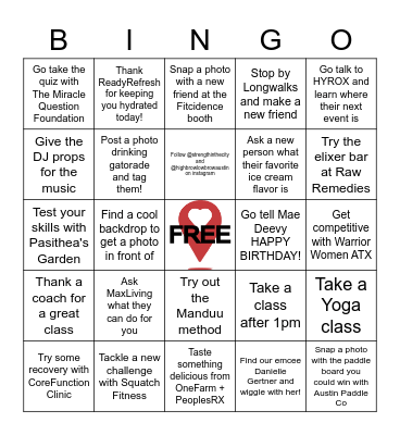 STRENGTH IN THE CITY Festival 2023 Bingo Card