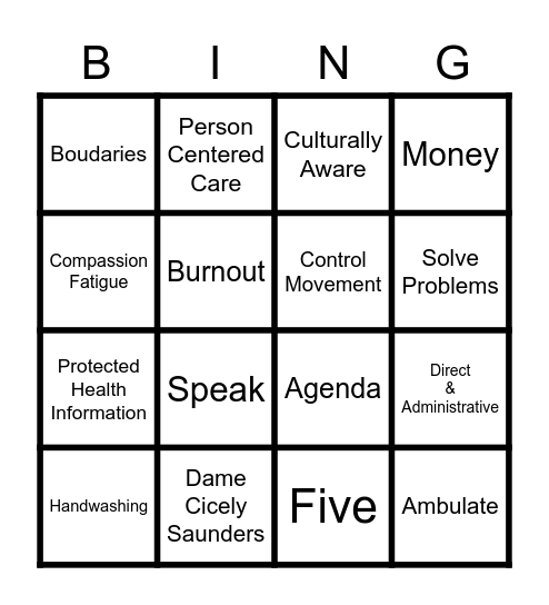 Volunteer Appreciation Bingo Card