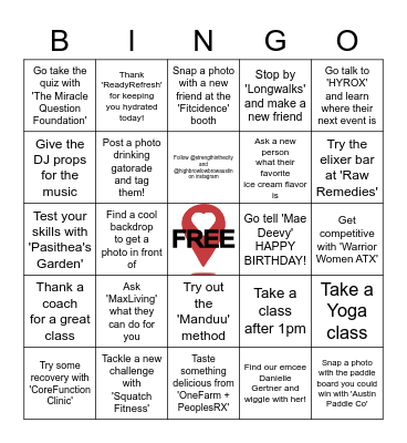 STRENGTH IN THE CITY Festival 2023 *Redeem your prize at the check-in table* Bingo Card