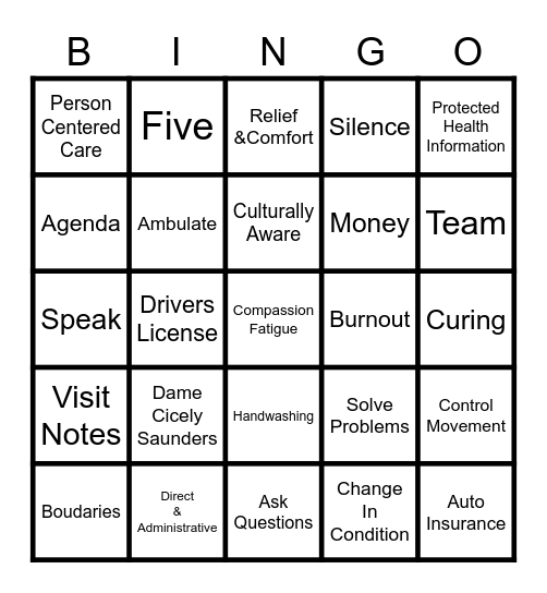 Volunteer Appreciation Bingo Card