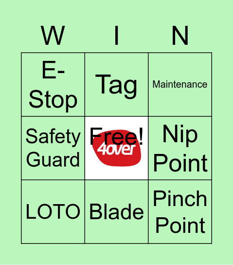 4over Machine Safety Bingo Card