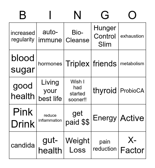 Health and Happiness!!! Bingo Card