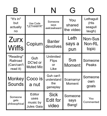 Lethamyr Bingo Card