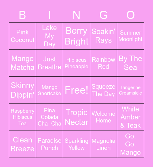 Scentsy Scent Bingo! Bingo Card