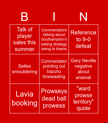 Southampton Birthday Bingo Card