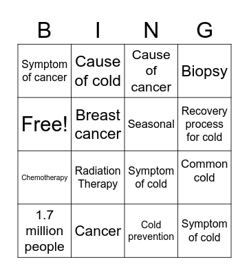 Cancer and Cold Bingo Card