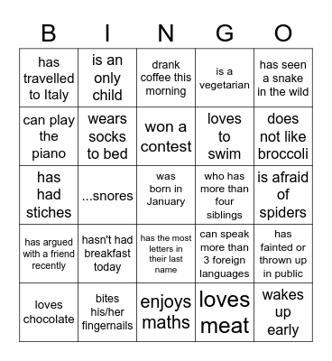 FIND SOMEONE WHO... Bingo Card