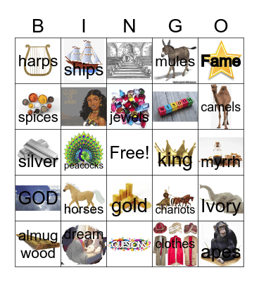 King Solomon Bingo Card