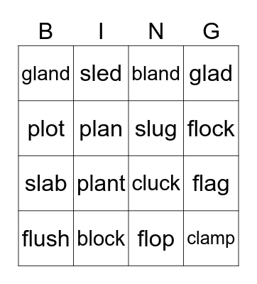 L Blends Bingo Card