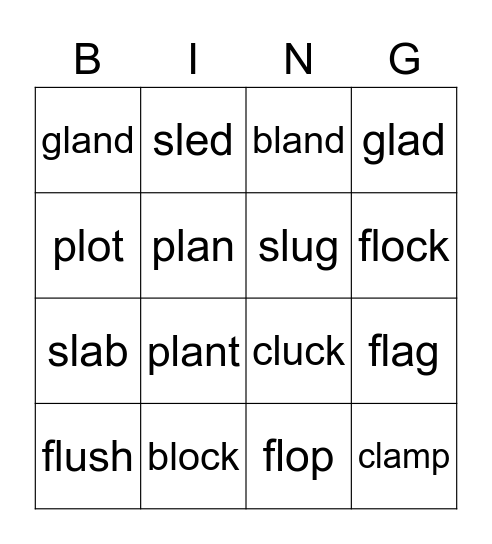 L Blends Bingo Card