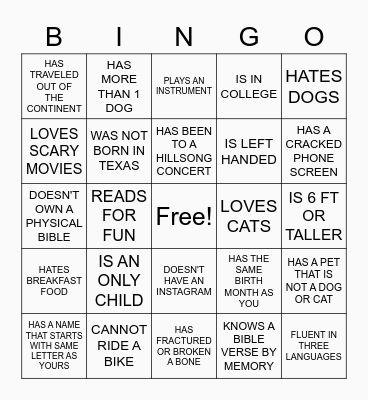 Find Someone Who... Bingo Card